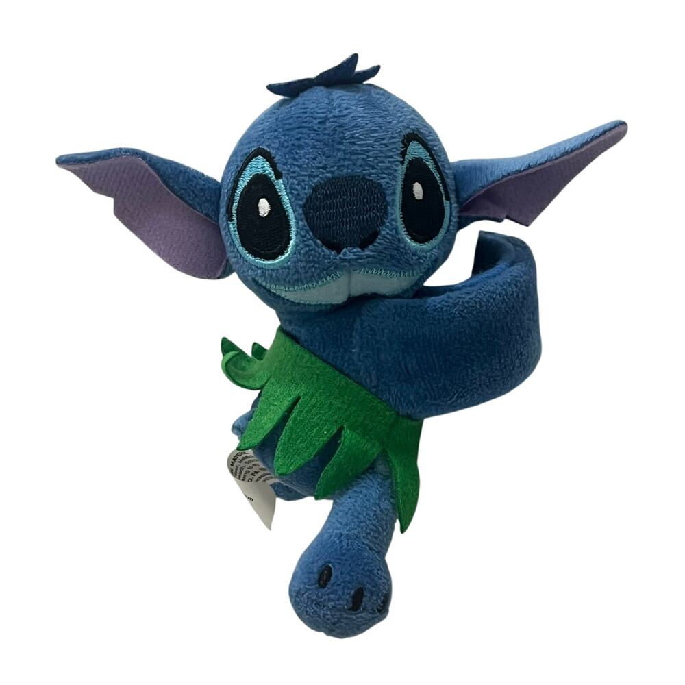 Disney Stitch Cutie Cuff Slap Bracelet Plush Mini Figure Hula Grass Skirt